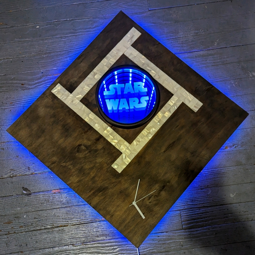 Star Wars LED Infinity Mirror Wall Clock Modern Art Optical Illusion Mosaic